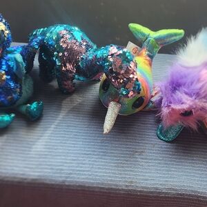 TY Beanie Boo Rainbow Sequin Narwhal Plush